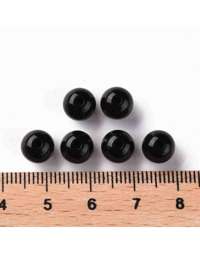 Esfera color sólido. BLACK. 8x7 milímetros. 2 mm perforación. 50 unidades.