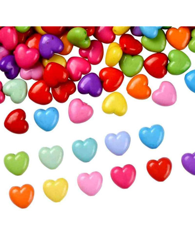 Corazón (2). Varios colores. 10x11x6 milímetros. 2 mm perforación. 50 unidades.