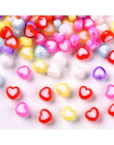 Corazón (5). Varios colores. 7x8x4 milímetros. 2 mm perforación. 50 unidades.