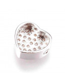 Corazón. Aleación +  Zirconia. Color platino. 9x9,5x4 milímetros. 1,5 mm perforación. 1 unidad. Corazón. Aleación +  Zirconia. Color platino. 9x9,5x4 milímetros. 1,5 mm perforación. 1 unidad.