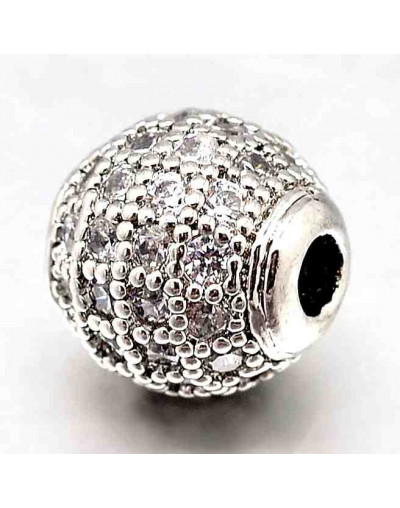 Esfera (1). Aleación + Zirconia. Baño Platino. 10 milímetros diámetro. 2 mm perforación. 1 unidad.