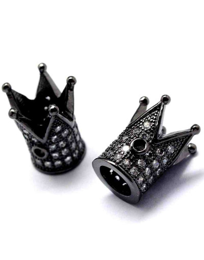 Corona (2). Aleación + Zirconia. Color Gunmetal. 12x10x10 milímetros 1,5 mm perforación. 1 unidad.