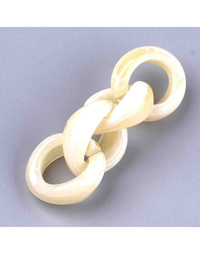 Eslabones de cadena. Circular. Imitación piedra. Color WHEAT. 19,5x18x8 mm. 25 unidades.