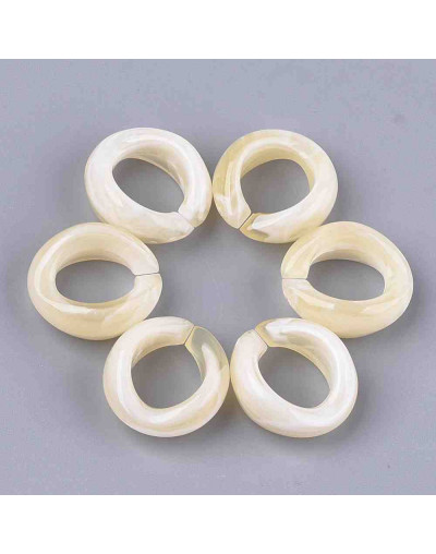 Eslabones de cadena. Circular. Imitación piedra. Color WHEAT. 19,5x18x8 mm. 25 unidades.