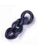 Eslabones de cadena. Circular. Imitación piedra. Color DARK BLUE. 19,5x18x8 mm. 25 unidades.