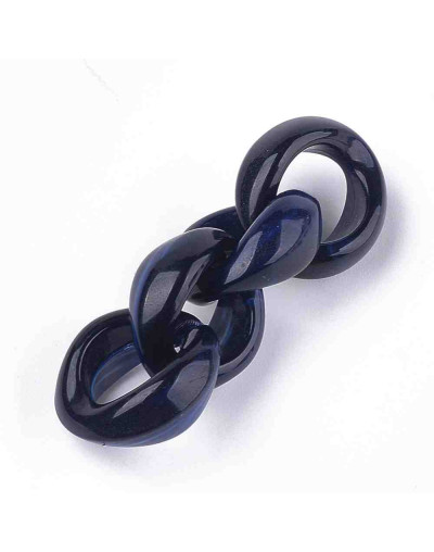 Eslabones de cadena. Circular. Imitación piedra. Color DARK BLUE. 19,5x18x8 mm. 25 unidades.