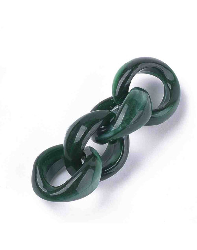 Eslabones de cadena. Circular. Imitación piedra. Color DARK GREEN. 19,5x18x8 mm. 25 unidades.