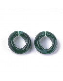 Eslabones de cadena. Circular. Imitación piedra. Color DARK GREEN. 19,5x18x8 mm. 25 unidades.