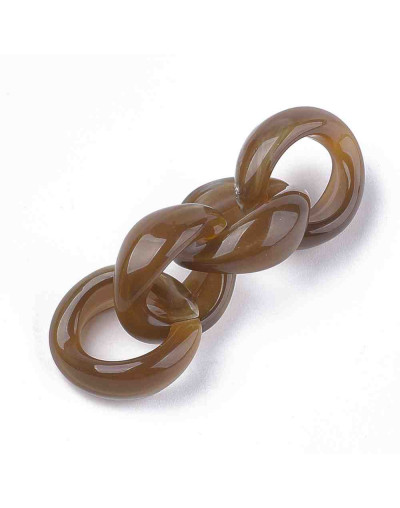 Eslabones de cadena. Circular. Imitación piedra. Color CAMEL. 19,5x18x8 mm. 25 unidades.