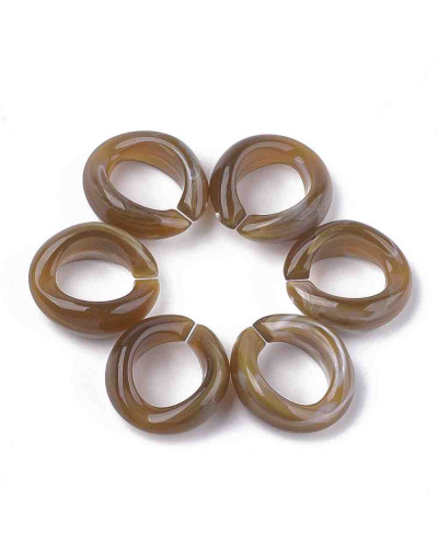 Eslabones de cadena. Circular. Imitación piedra. Color CAMEL. 19,5x18x8 mm. 25 unidades.