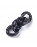 Eslabones de cadena. Circular. Imitación piedra. Color BLACK. 19,5x18x8 mm. 25 unidades.