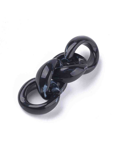 Eslabones de cadena. Circular. Imitación piedra. Color BLACK. 19,5x18x8 mm. 25 unidades.