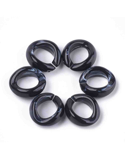 Eslabones de cadena. Circular. Imitación piedra. Color BLACK. 19,5x18x8 mm. 25 unidades.