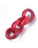 Eslabones de cadena. Circular. Imitación piedra. Color RED. 19,5x18x8 mm. 25 unidades.