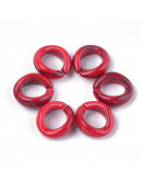 Eslabones de cadena. Circular. Imitación piedra. Color RED. 19,5x18x8 mm. 25 unidades.