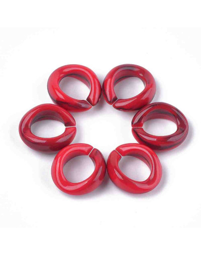 Eslabones de cadena. Circular. Imitación piedra. Color RED. 19,5x18x8 mm. 25 unidades.