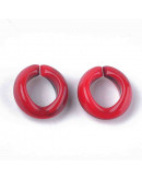 Eslabones de cadena. Circular. Imitación piedra. Color RED. 19,5x18x8 mm. 25 unidades.