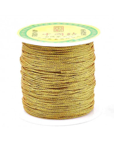 Cordón de nylon. 1 milímetro grosor. Color GOLD METALLIC. 100 metros. 1 cono.