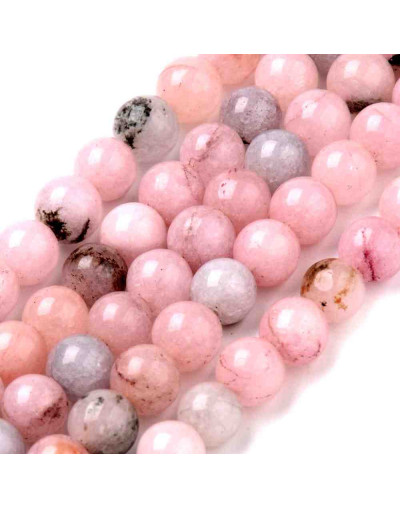 Jásper Cherry Blossom. 10 mm diámetro. 1,2 mm perforación. 37 unidades hilo (aproximado).