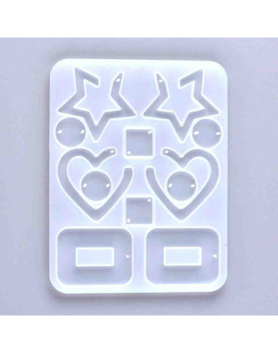 Moldes de silicona. Para resina. Formas aretes. 124x95 milímetros. 2 mm perforación. 1 unidad.