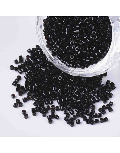FGB Delica. Color: BLACK. 1,5x1 mm. 0,8 mm perforación. 10 gr (2000 uds aprox).