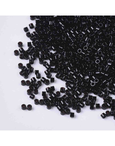 FGB Delica. Color: BLACK. 1,5x1 mm. 0,8 mm perforación. 10 gr (2000 uds aprox).