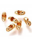 Conector cadena Ball Chain. Acero inoxidable. Color dorado. 5x2 mm. Para 1,5 mm Ball Chain. 5 uds.
