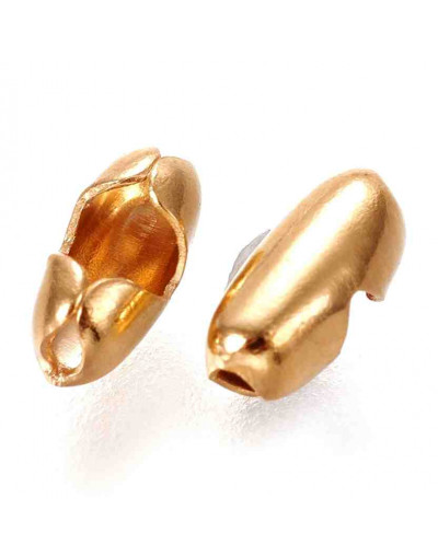 Conector cadena Ball Chain. Acero inoxidable. Color dorado. 5x2 mm. Para 1,5 mm Ball Chain. 5 uds.