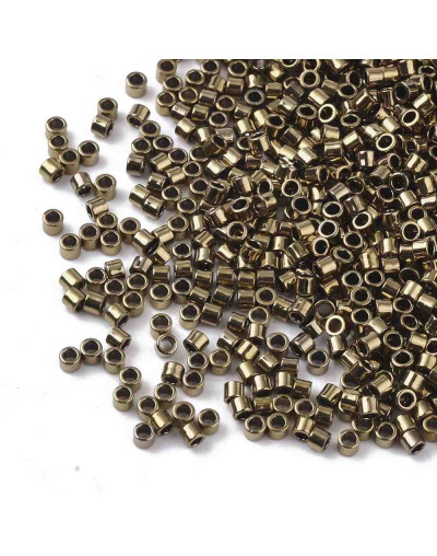 FGB Delica. Color: METALLIC GOLDEN ROD. 1,5x1 mm. 0,8 mm perforación. 10 gr (2000 uds aprox).