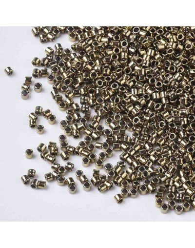 FGB Delica. Color: METALLIC DARK GOLDEN ROD. 1,5x1 mm. 0,8 mm perforación. 10 gr (2000 uds aprox).