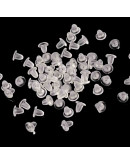 Cierres para pin aretes. Plástico transparente. 4x3,5 milímetros. 0,7 mm perforación. 200 uds aprox. Cierres para pin aretes. Plástico transparente. 4x3,5 milímetros. 0,7 mm perforación. 200 uds aprox.