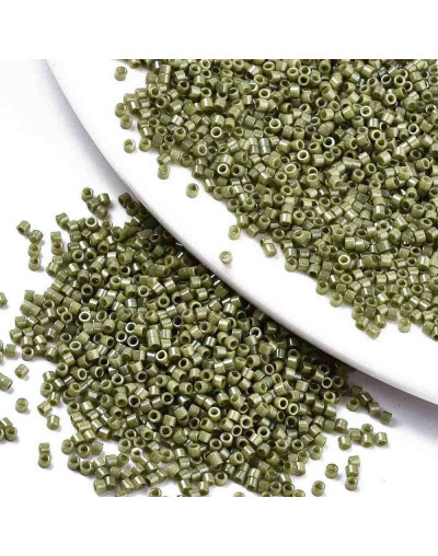 FGB Delica. Color: LUSTER OLIVE. 1,5x1 mm. 0,8 mm perforación. 10 gr (2000 uds aprox).