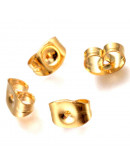 Cierres para pin aretes. Acero inoxidable. Color dorado. 4,5x6x3 mm. 0,7 mm perforación. 20 uds. Cierres para pin aretes. Acero inoxidable. Color dorado. 4,5x6x3 mm. 0,7 mm perforación. 20 uds.