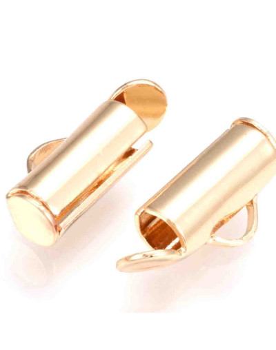 Terminales tubo con tapas. Aleación de cobre. Color dorado. 6x10x4 mm. 1x3 mm perforación. 10 uds.