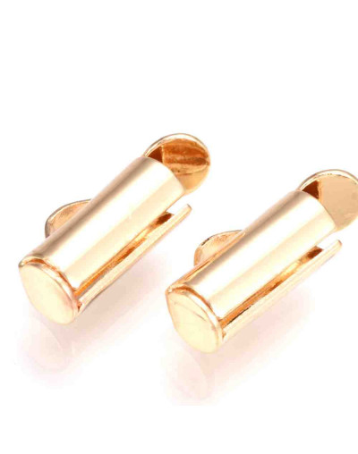 Terminales tubo con tapas. Aleación de cobre. Color dorado. 6x10x4 mm. 1x3 mm perforación. 10 uds.