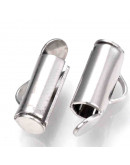 Terminales tubo con tapas. Aleación de cobre. Color plateado. 6x10x4 mm. 1x3 mm perforación. 10 uds.