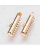 Terminales tubo con tapas. Aleación de cobre. Color dorado. 6x20x4 mm. 1x3 mm perforación. 10 uds.