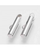 Terminales tubo con tapas. Aleación de cobre. Color plateado. 6x20x4 mm. 1x3 mm perforación. 10 uds.