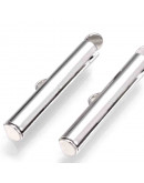 Terminales tubo con tapas. Aleación de cobre. Color plateado. 6x25x4 mm. 1x3 mm perforación. 10 uds.