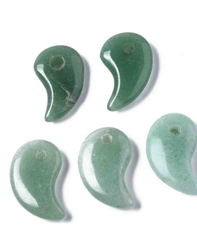 Aventurina Verde. Corte Magatama. 22x14x4 milímetros. 2,5 mm perforación. 1 unidad.