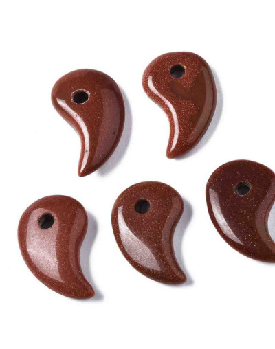 Aventurina Café. Corte Magatama. 22x14x4 milímetros. 2,5 mm perforación. 1 unidad.