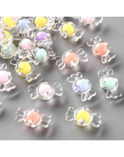 Caramelo (1). Varios colores. 9x17x8,5 milímetros. 2 mm perforación. 20 unidades.