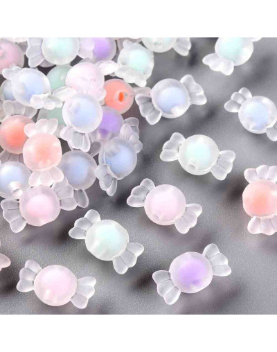 Caramelo (2). Varios colores frost. 9x17x8,5 milímetros. 2 mm perforación. 20 unidades.