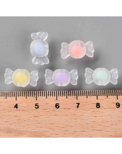 Caramelo (2). Varios colores frost. 9x17x8,5 milímetros. 2 mm perforación. 20 unidades.