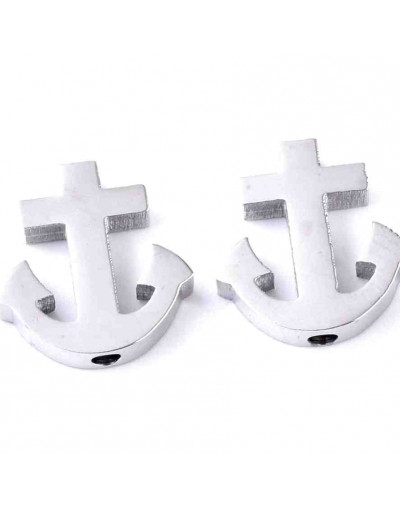 Ancla. Acero inoxidable. Color plateado. 14,5x14x3 milímetros. 1,8 mm perforación. 1 unidad.