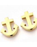 Ancla. Acero inoxidable. Color dorado. 14,5x14x3 milímetros. 1,8 mm perforación. 1 unidad.