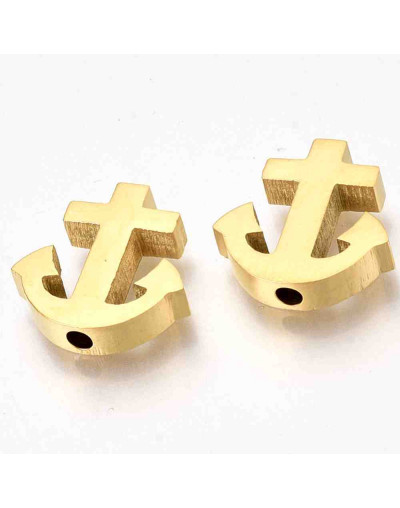 Ancla. Acero inoxidable. Color dorado. 14,5x14x3 milímetros. 1,8 mm perforación. 1 unidad.