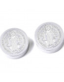 San Benito. Acero inoxidable. Color plateado. 7,5x3 milímetros. 2 mm perforación. 1 unidad.