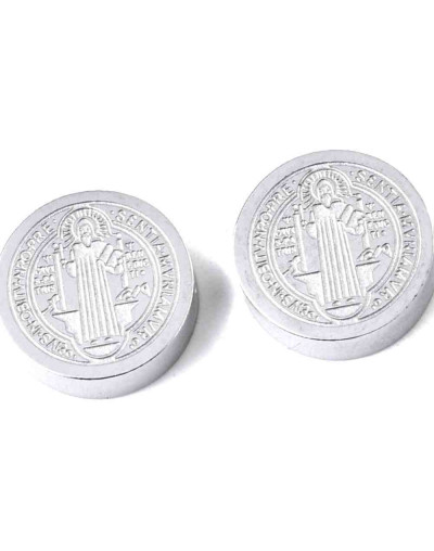 San Benito. Acero inoxidable. Color plateado. 7,5x3 milímetros. 2 mm perforación. 1 unidad.