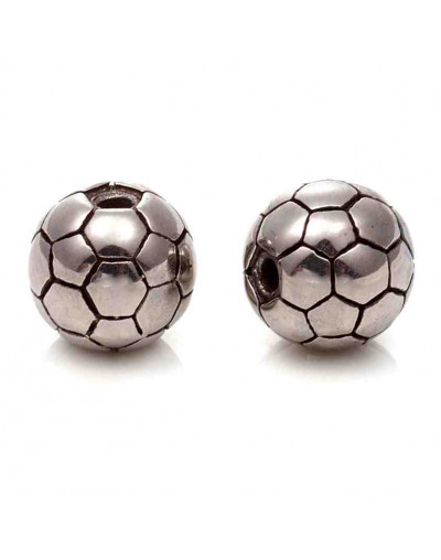 Football. Acero inoxidable. Color plata antigua. 10x9 milímetros. 1,8 mm perforación. 1 unidad.